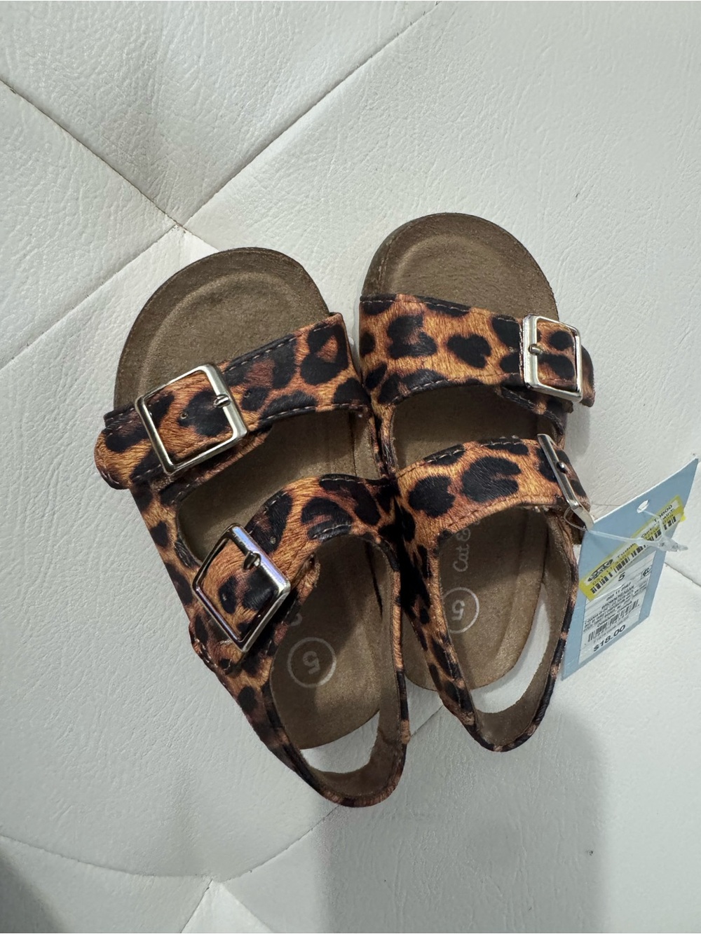 Kids Leopard-Print Double Buckle Sandals - Leopard Brown